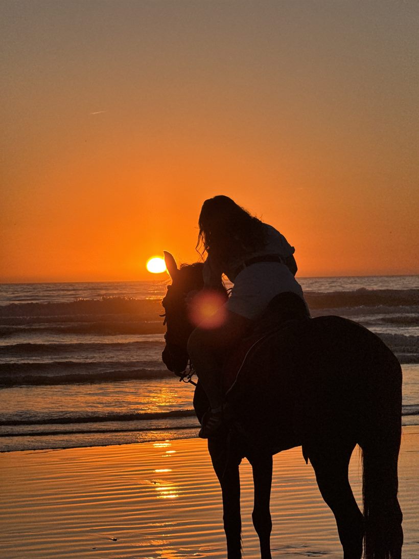 Horse riding at sunset on the beach near Taghazout